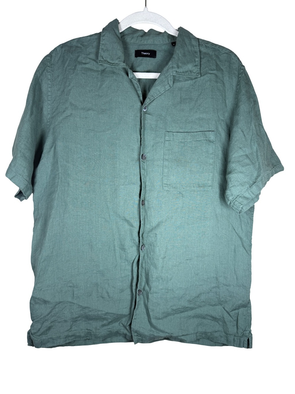 Theory Noll Linen Camp Shirt In Balsam Sz M - Picture 2 of 12
